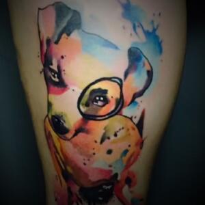 厦门温先生小腿可爱狗狗纹身图案