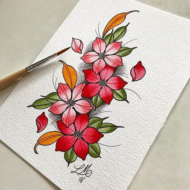 樱花纹身含义寓意 10幅樱花纹身手稿推荐